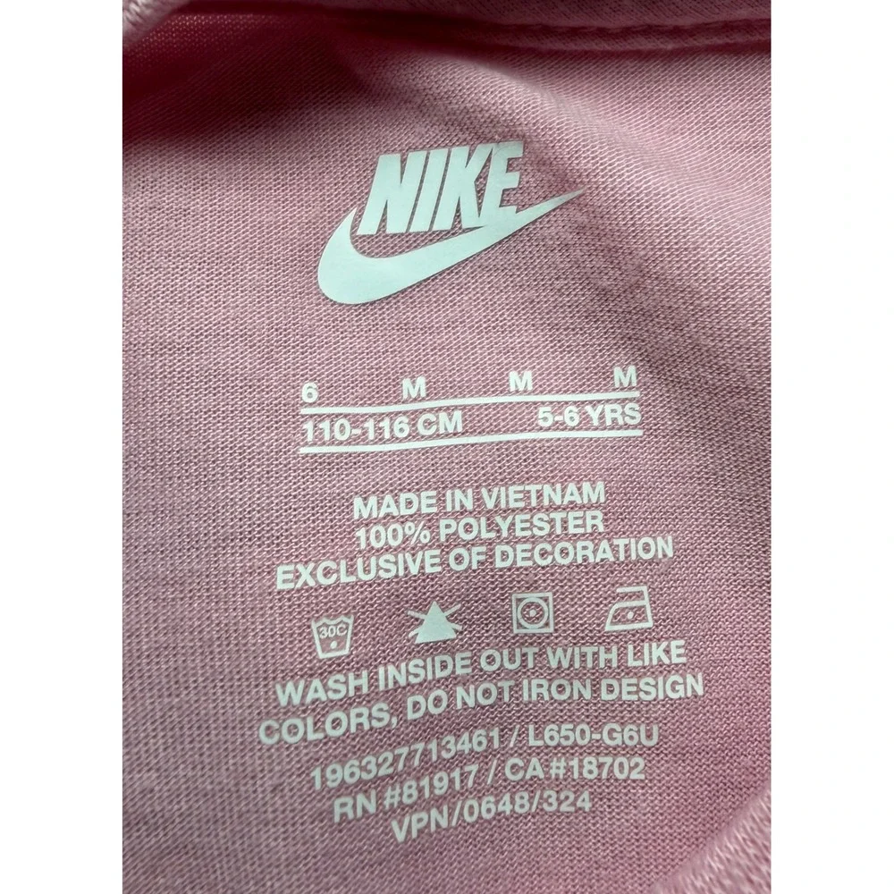Nike Girls 3-Piece Set Puffer Vest Pink Shirt Silver Velvet Leggings Size 6 5-6Y